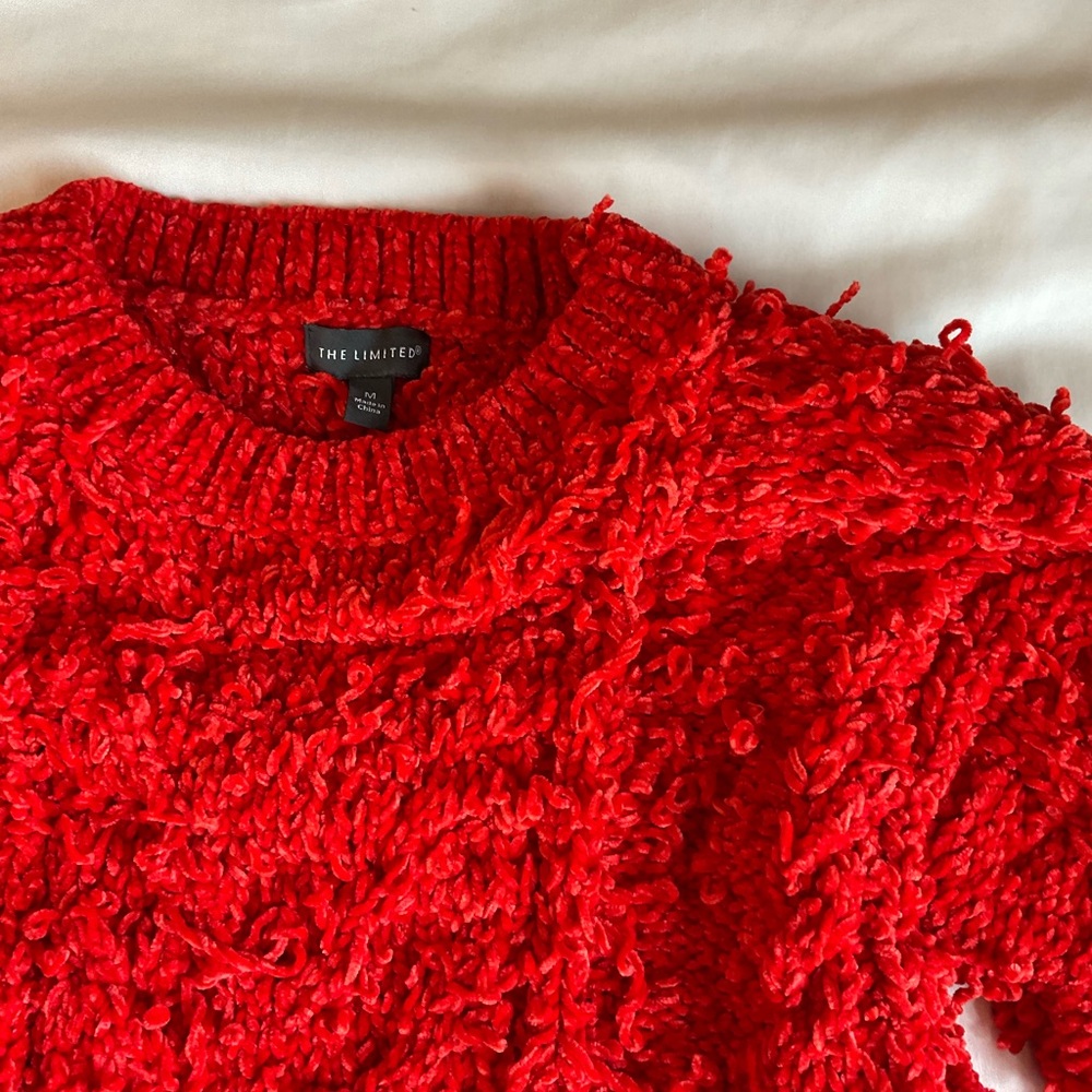 The Limited Girls Red Fringe Sweater M - Picture 3 of 4